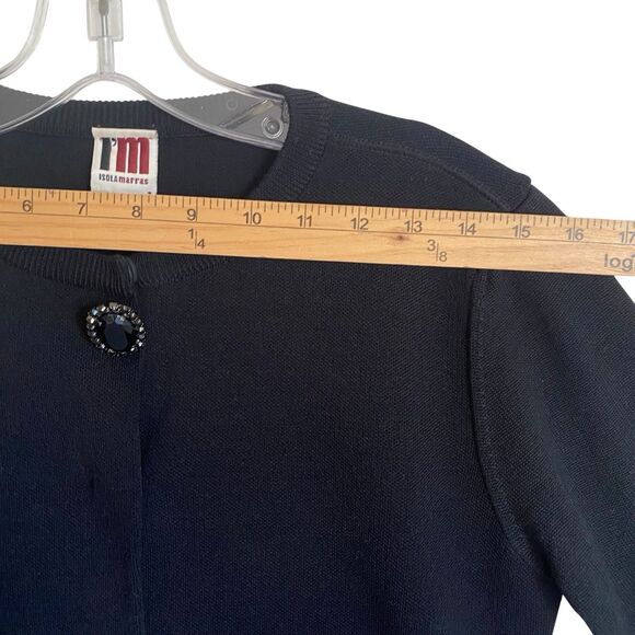 Isola Marras Cardigan L  Black Wool Knit Crop Designer Old Money Goth Whimsigoth - Picture 5 of 10